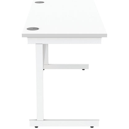 Astin 1400mm Slim Rectangular Desk, White Cantilever Legs, White