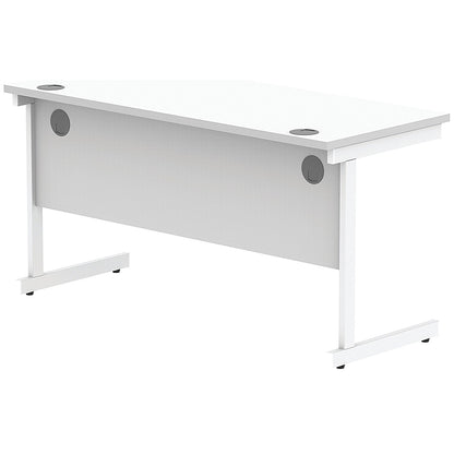 Astin 1400mm Slim Rectangular Desk, White Cantilever Legs, White