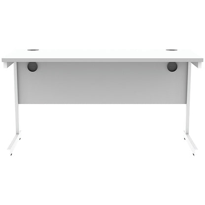 Astin 1400mm Slim Rectangular Desk, White Cantilever Legs, White
