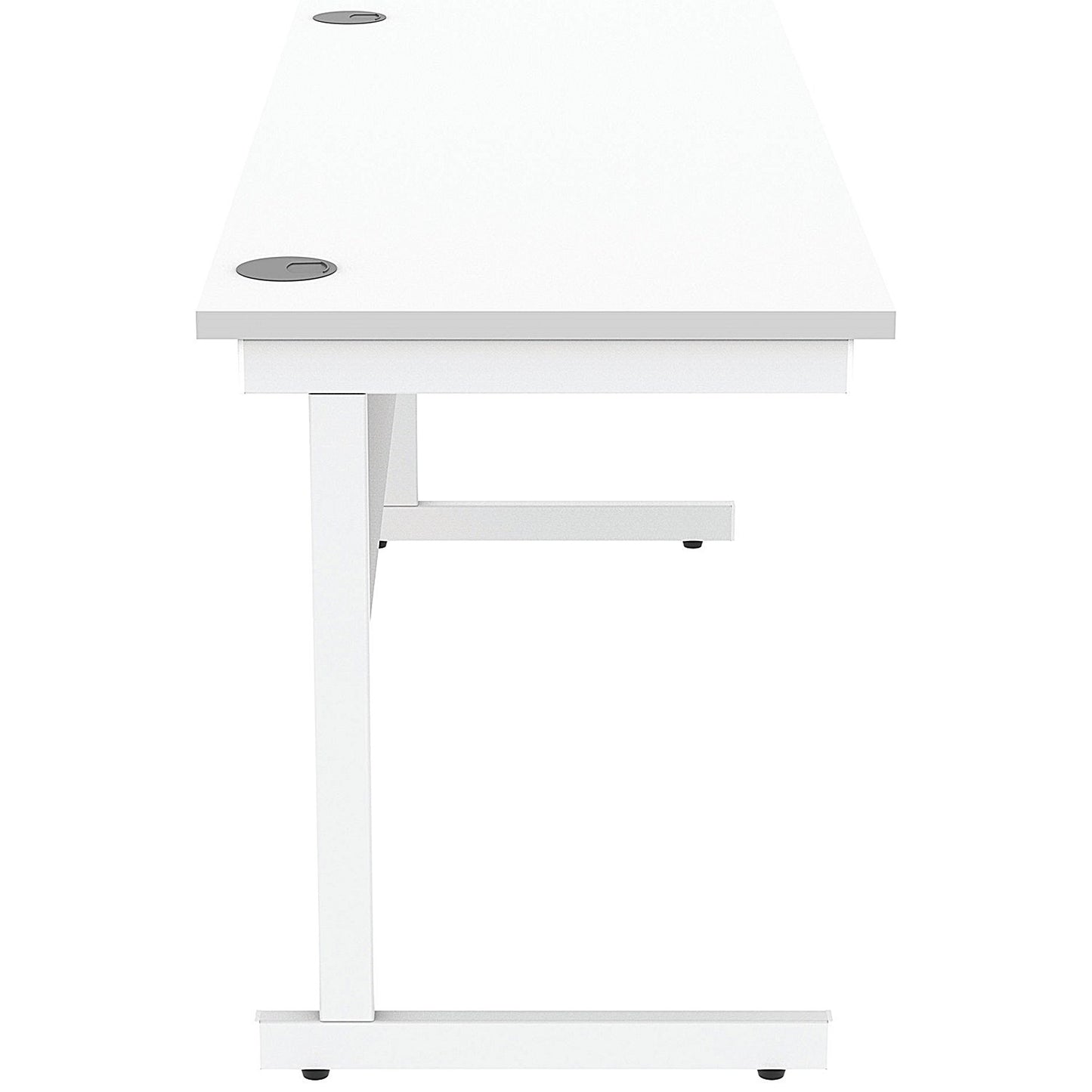 Astin 1600mm Slim Rectangular Desk, White Cantilever Legs, White