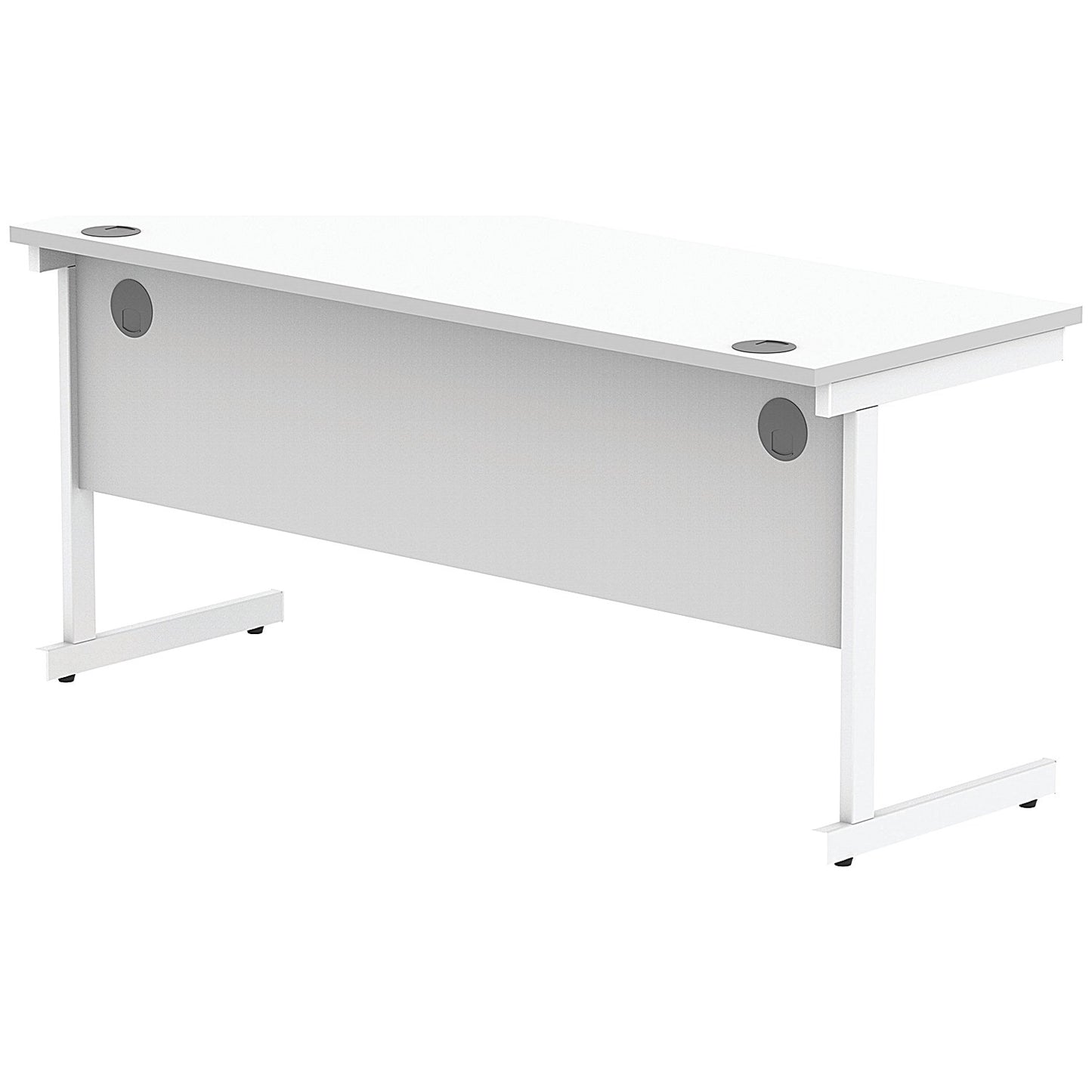 Astin 1600mm Slim Rectangular Desk, White Cantilever Legs, White