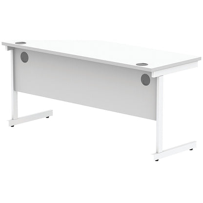 Astin 1600mm Slim Rectangular Desk, White Cantilever Legs, White