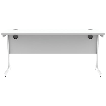 Astin 1600mm Slim Rectangular Desk, White Cantilever Legs, White