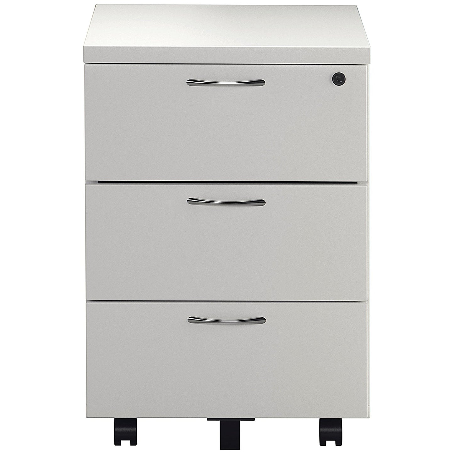 First 1600mm Rectangular Desk, Silver Cantilever Legs, White, With 3 Drawer Mobile Pedestal