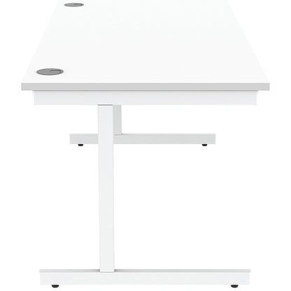 Astin 1400mm Rectangular Desk, White Cantilever Legs, White