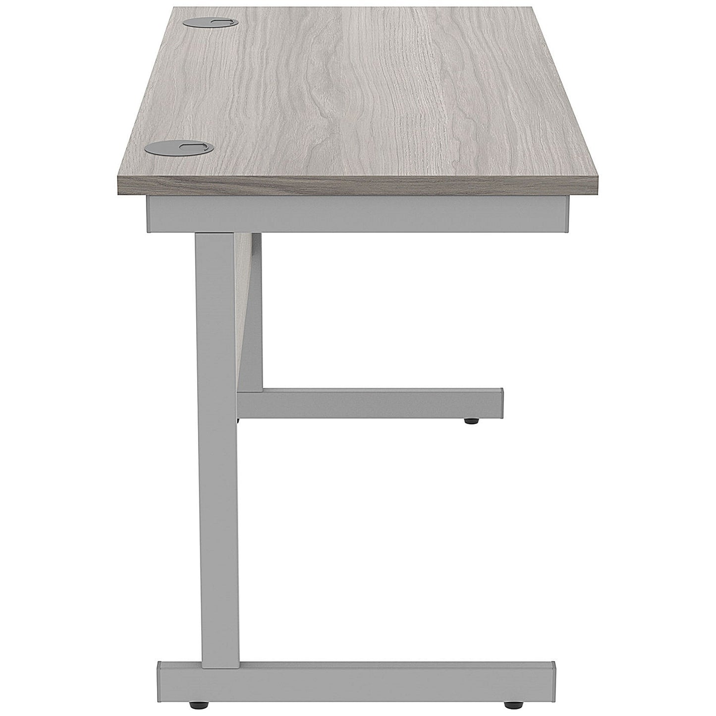 Astin 1200mm Slim Rectangular Desk, Silver Cantilever Legs, Grey Oak