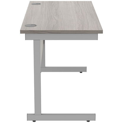Astin 1200mm Slim Rectangular Desk, Silver Cantilever Legs, Grey Oak