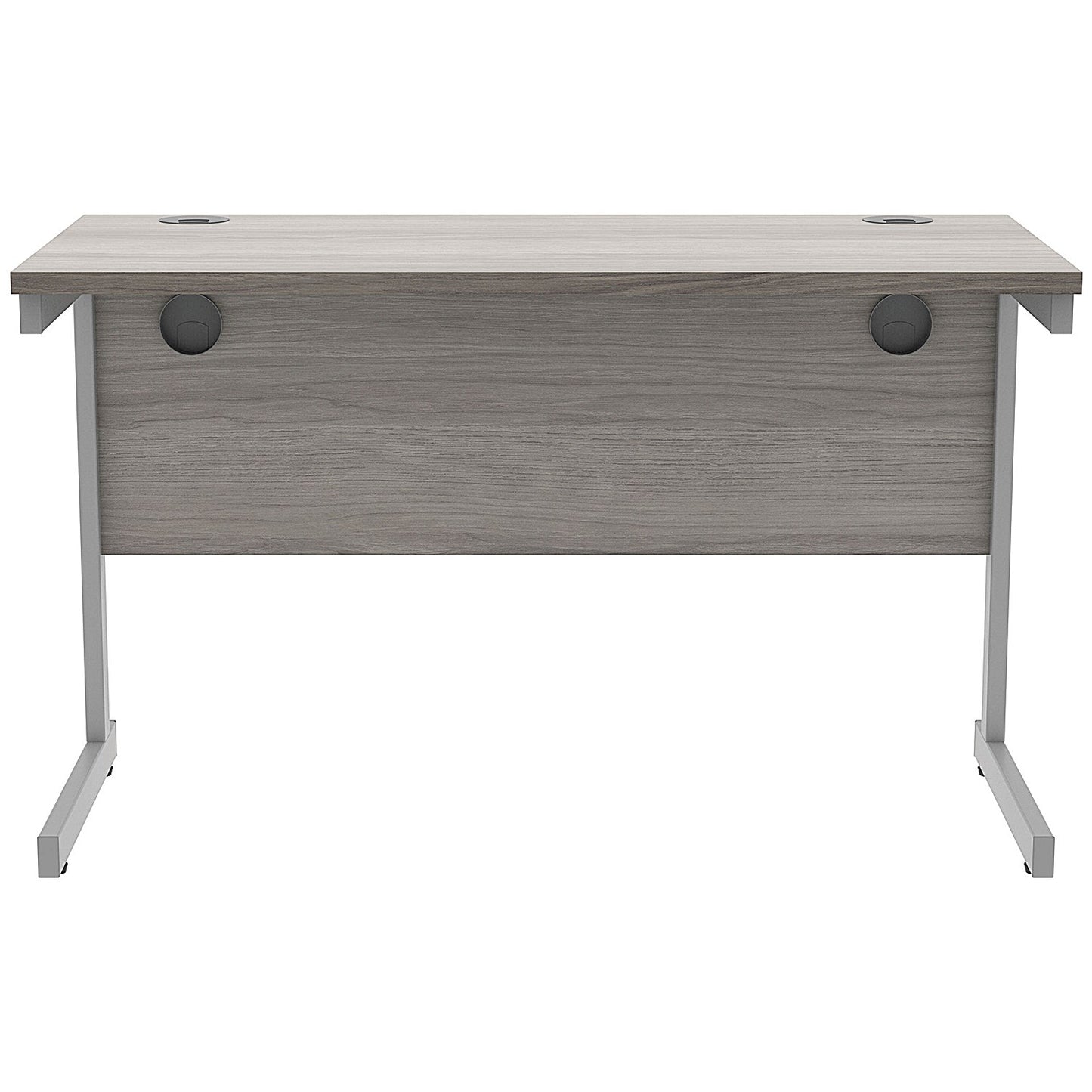 Astin 1200mm Slim Rectangular Desk, Silver Cantilever Legs, Grey Oak