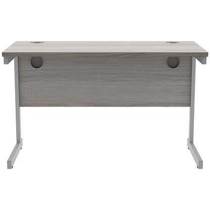 Astin 1200mm Slim Rectangular Desk, Silver Cantilever Legs, Grey Oak