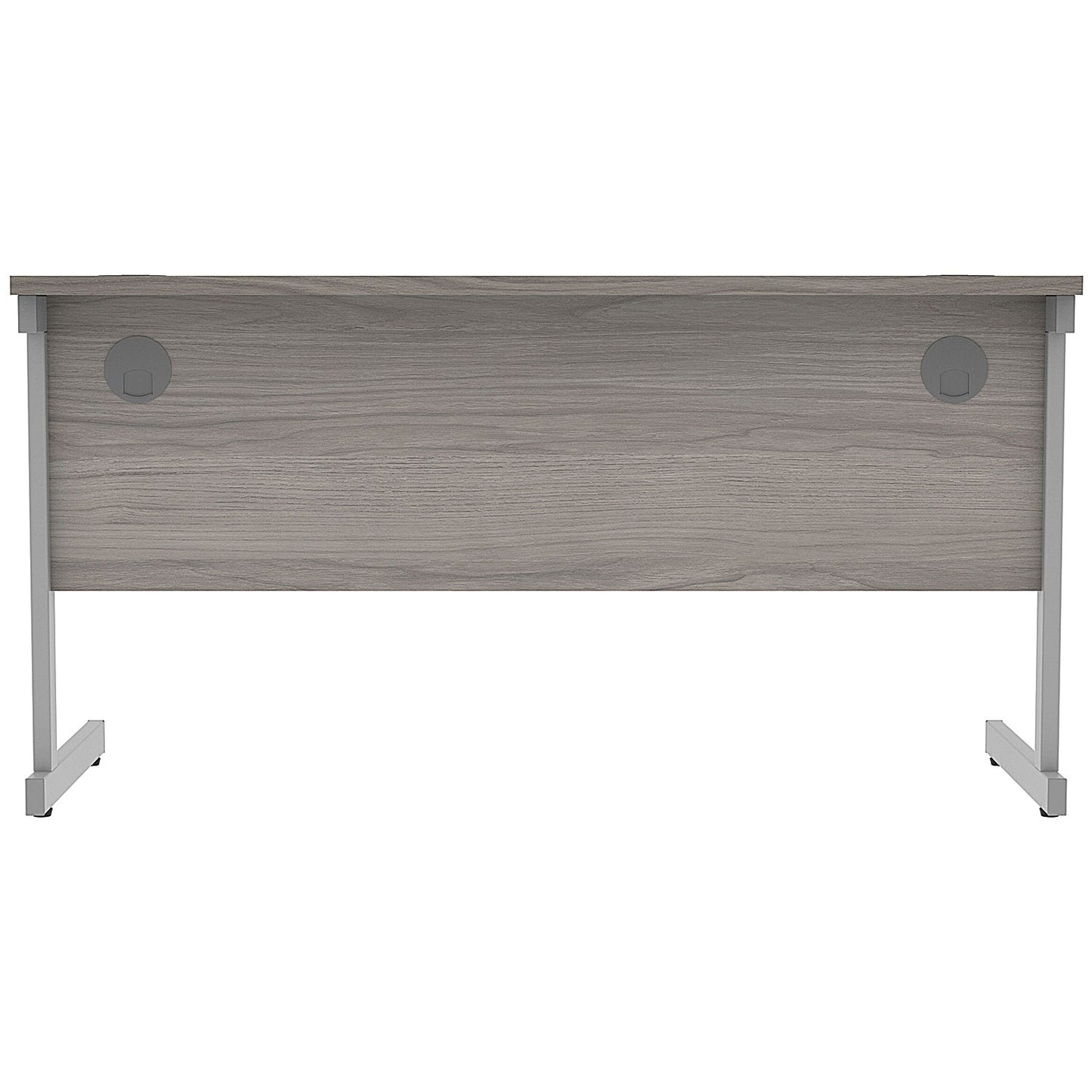 Astin 1400mm Slim Rectangular Desk, Silver Cantilever Legs, Grey Oak