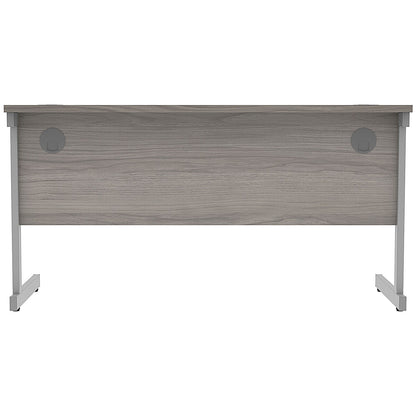 Astin 1400mm Slim Rectangular Desk, Silver Cantilever Legs, Grey Oak