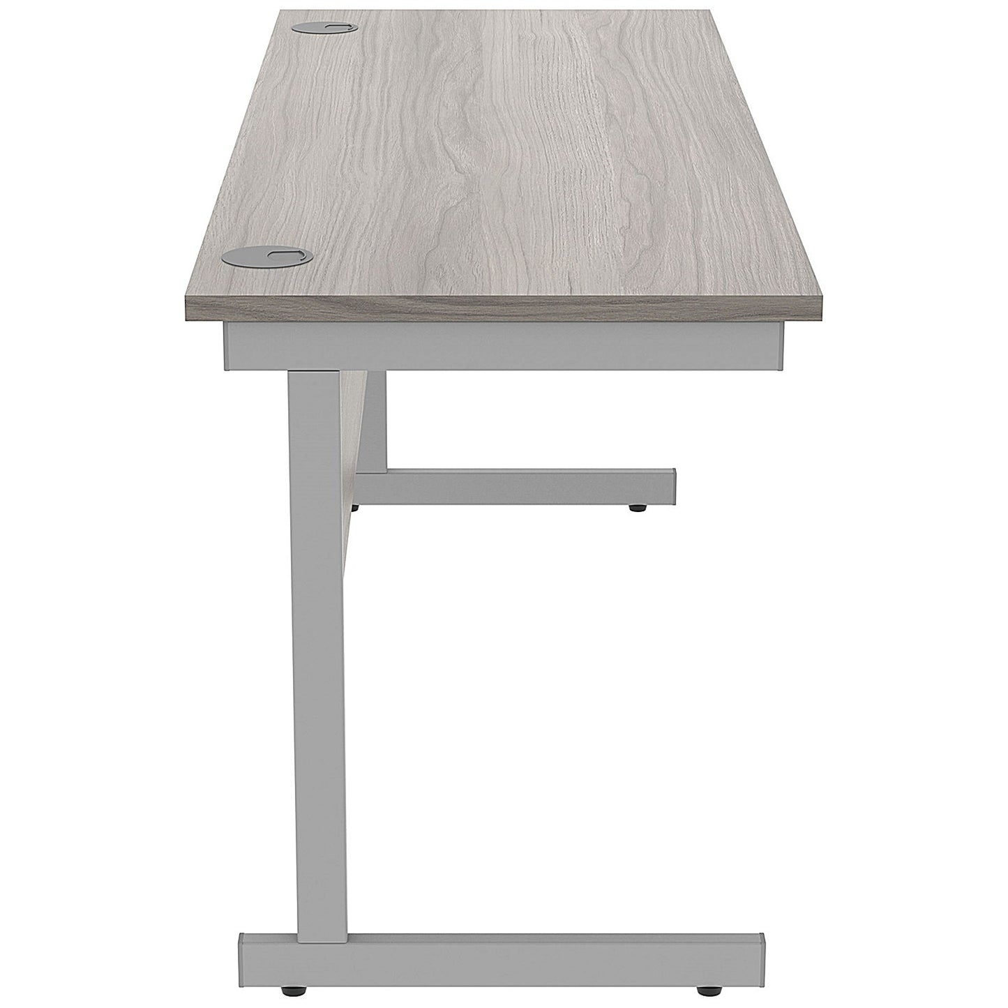 Astin 1600mm Slim Rectangular Desk, Silver Cantilever Legs, Grey Oak