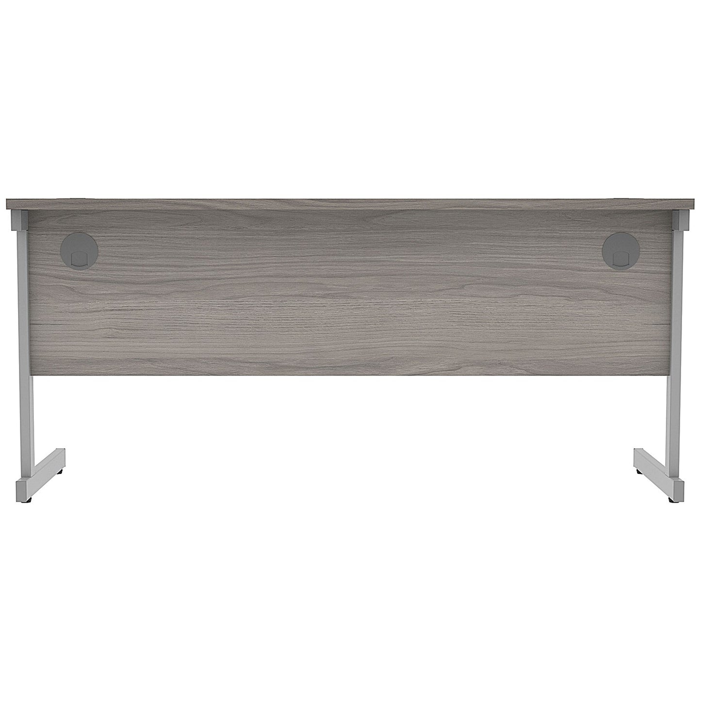 Astin 1600mm Slim Rectangular Desk, Silver Cantilever Legs, Grey Oak