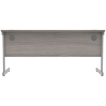 Astin 1600mm Slim Rectangular Desk, Silver Cantilever Legs, Grey Oak