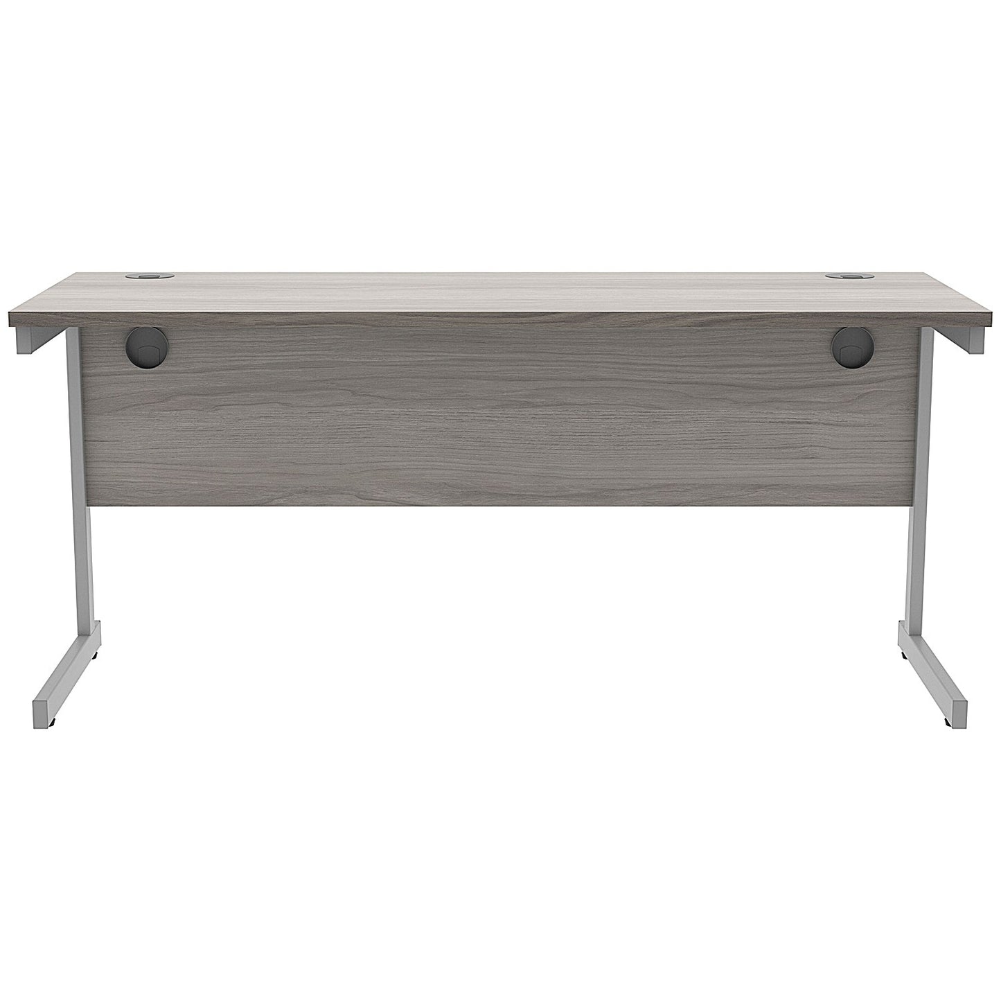 Astin 1600mm Slim Rectangular Desk, Silver Cantilever Legs, Grey Oak