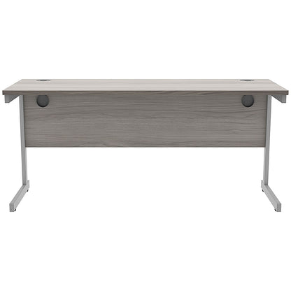 Astin 1600mm Slim Rectangular Desk, Silver Cantilever Legs, Grey Oak