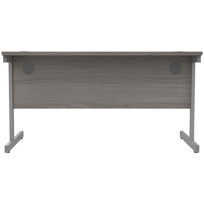 Astin 1400mm Rectangular Desk, Silver Cantilever Legs, Grey Oak