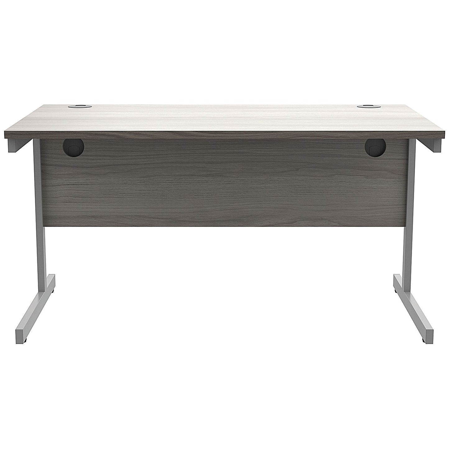 Astin 1400mm Rectangular Desk, Silver Cantilever Legs, Grey Oak