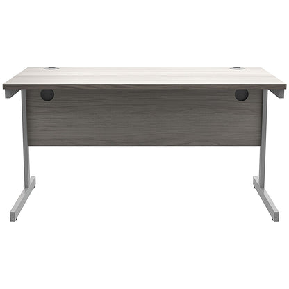 Astin 1400mm Rectangular Desk, Silver Cantilever Legs, Grey Oak