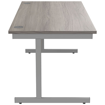 Astin 1600mm Rectangular Desk, Silver Cantilever Legs, Grey Oak