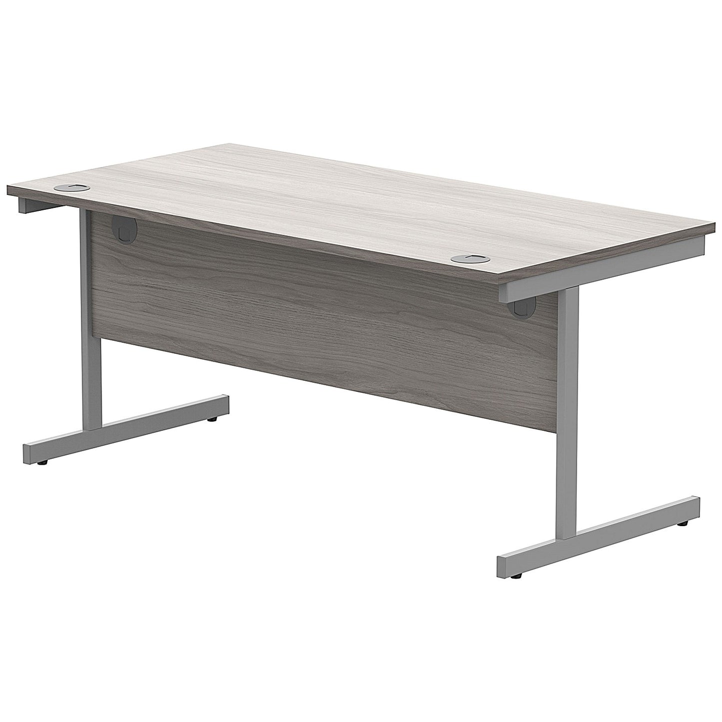 Astin 1600mm Rectangular Desk, Silver Cantilever Legs, Grey Oak