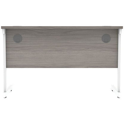 Astin 1200mm Slim Rectangular Desk, White Cantilever Legs, Grey Oak