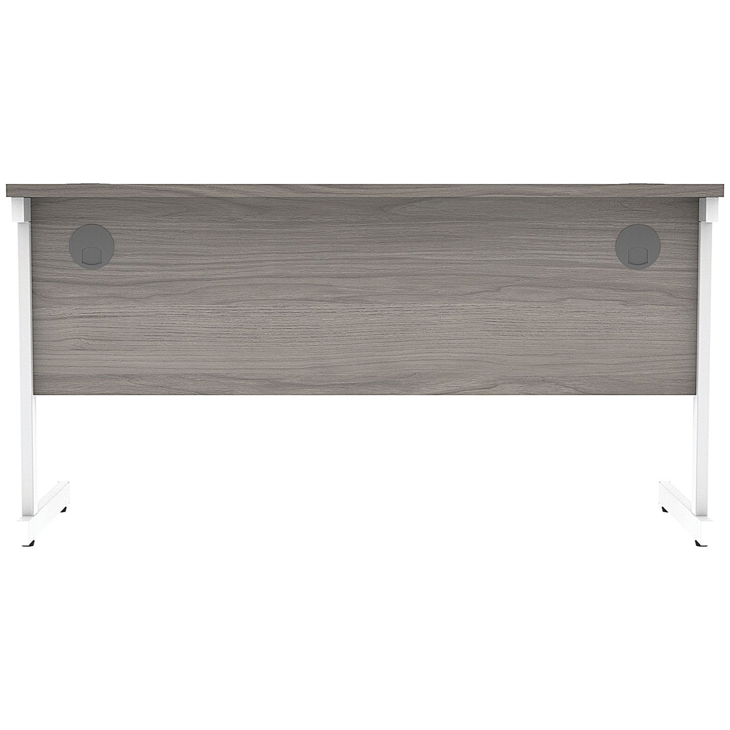 Astin 1400mm Slim Rectangular Desk, White Cantilever Legs, Grey Oak