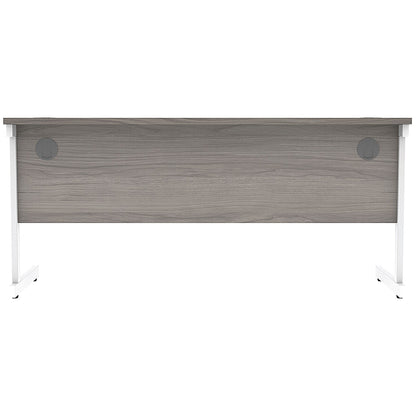 Astin 1600mm Slim Rectangular Desk, White Cantilever Legs, Grey Oak
