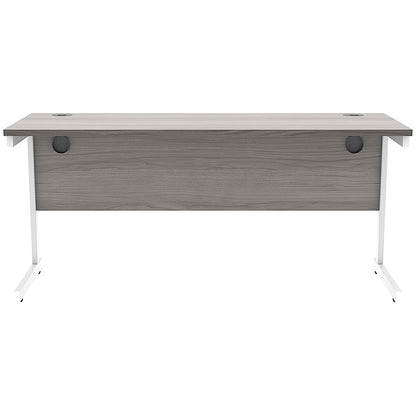 Astin 1600mm Slim Rectangular Desk, White Cantilever Legs, Grey Oak