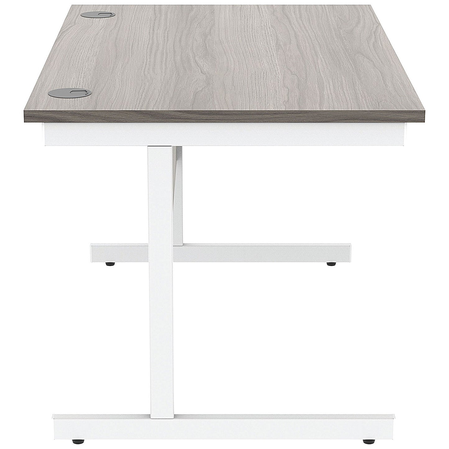 Astin 1200mm Rectangular Desk, White Cantilever Legs, Grey Oak
