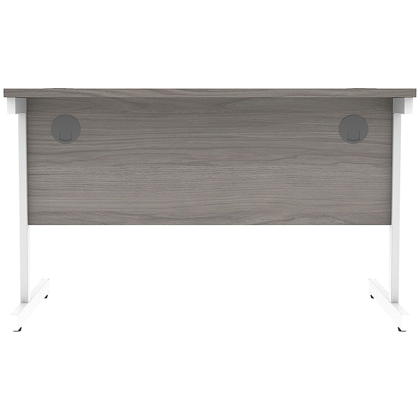 Astin 1200mm Rectangular Desk, White Cantilever Legs, Grey Oak