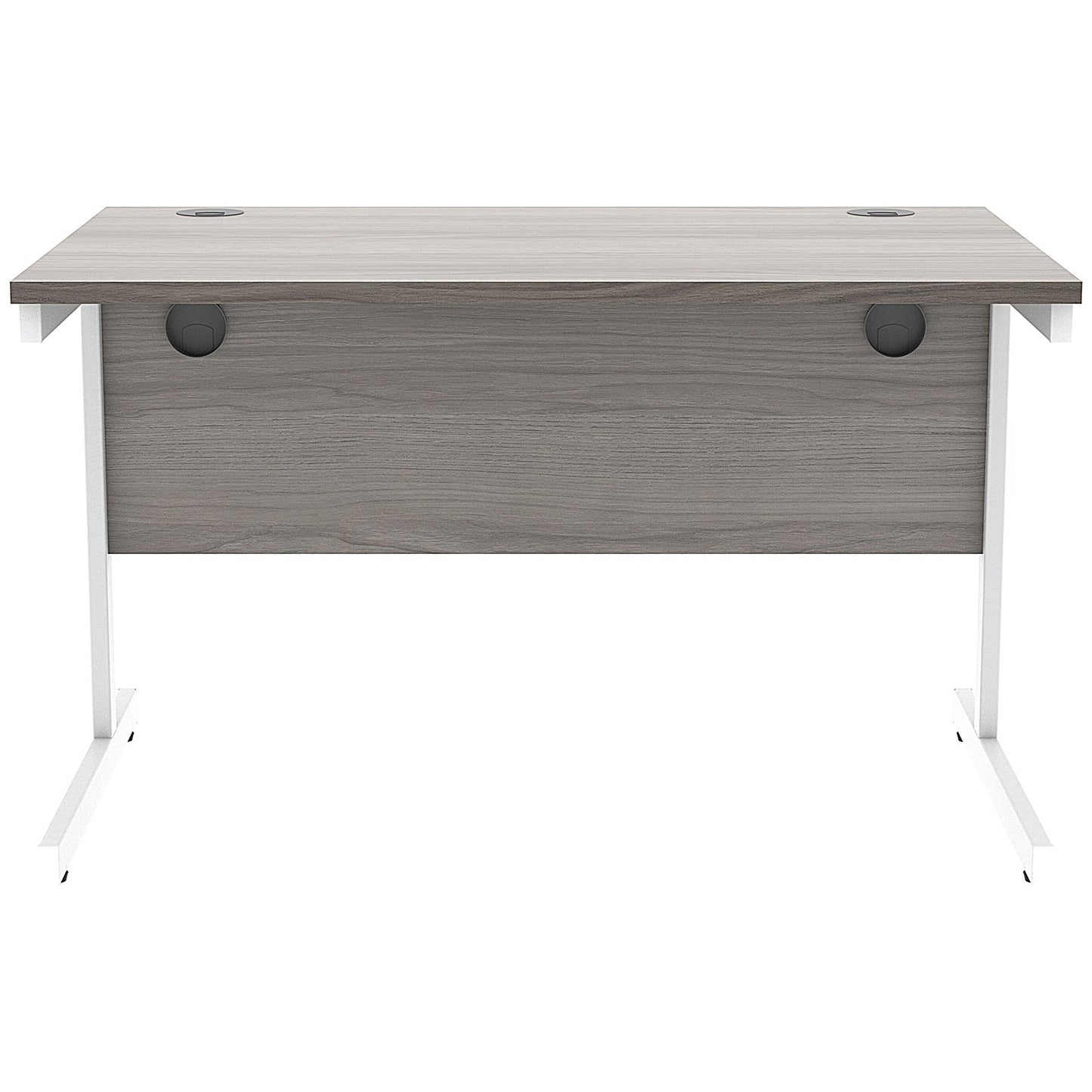 Astin 1200mm Rectangular Desk, White Cantilever Legs, Grey Oak