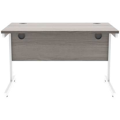 Astin 1200mm Rectangular Desk, White Cantilever Legs, Grey Oak
