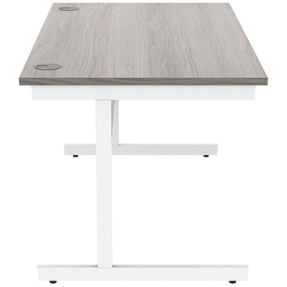 Astin 1400mm Rectangular Desk, White Cantilever Legs, Grey Oak