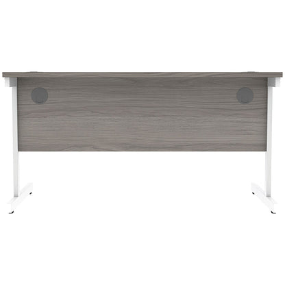 Astin 1400mm Rectangular Desk, White Cantilever Legs, Grey Oak
