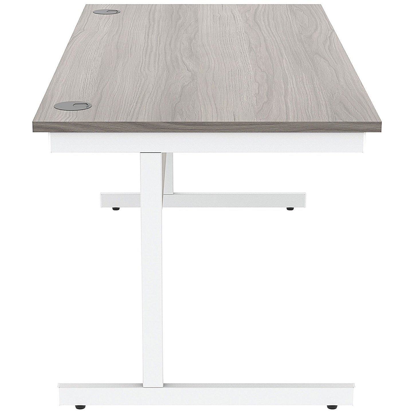 Astin 1600mm Rectangular Desk, White Cantilever Legs, Grey Oak