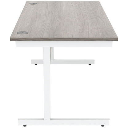 Astin 1600mm Rectangular Desk, White Cantilever Legs, Grey Oak