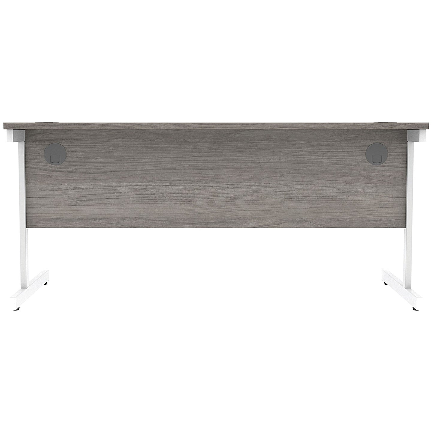 Astin 1600mm Rectangular Desk, White Cantilever Legs, Grey Oak