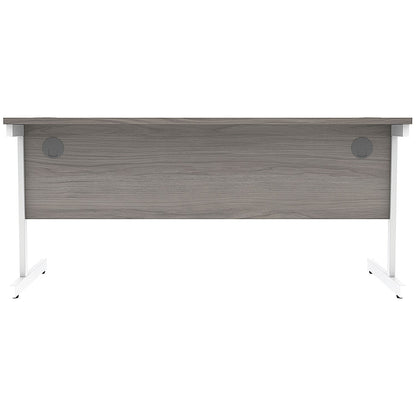 Astin 1600mm Rectangular Desk, White Cantilever Legs, Grey Oak