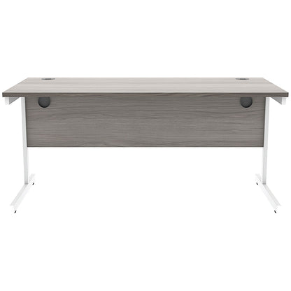 Astin 1600mm Rectangular Desk, White Cantilever Legs, Grey Oak