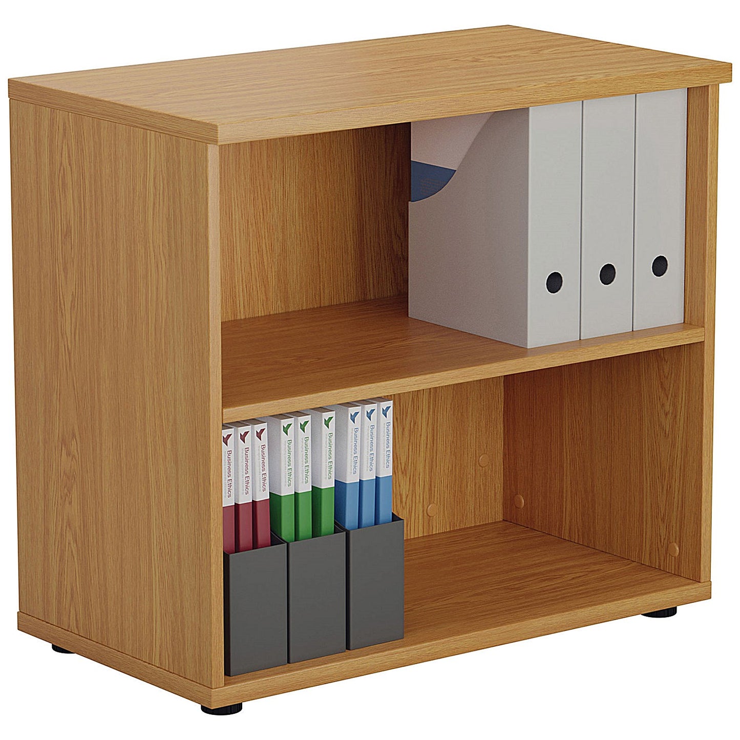 First Desk High Bookcase, 1 Shelf, 730mm High, Oak