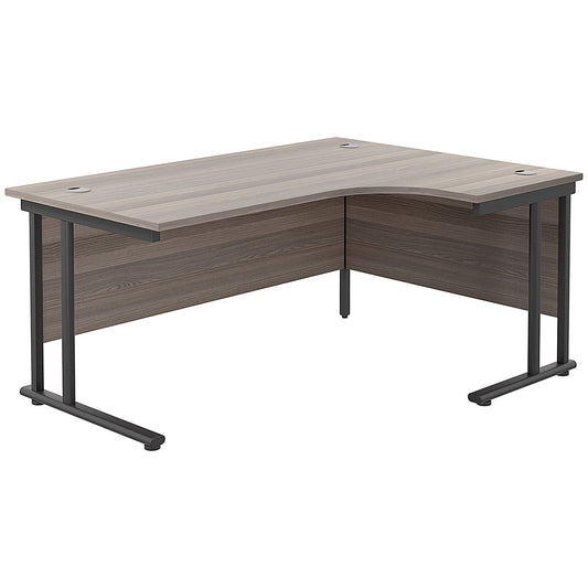Jemini 1800mm Corner Desk, Right Hand, Black Double Upright Cantilever Legs, Grey Oak Easy2Order : KF803812