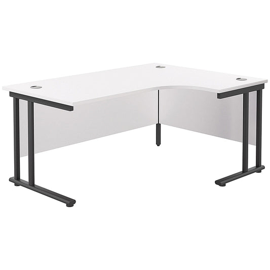 Jemini 1800mm Corner Desk, Right Hand, Black Double Upright Cantilever Legs, White Easy2Order : KF803843