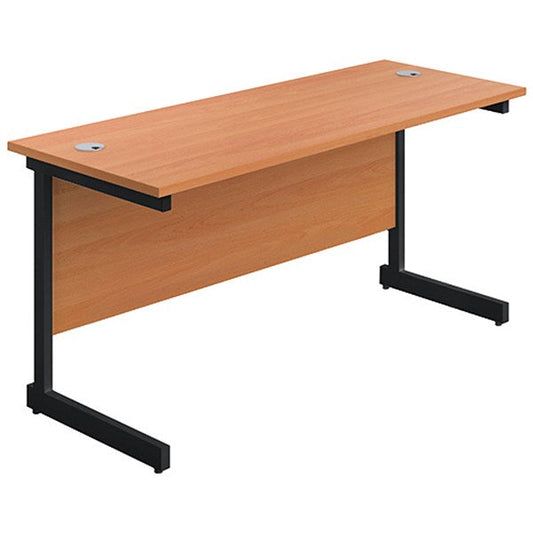 Jemini 1200mm Slim Rectangular Desk, Black Single Upright Cantilever Legs, Beech Easy2Order : KF803850