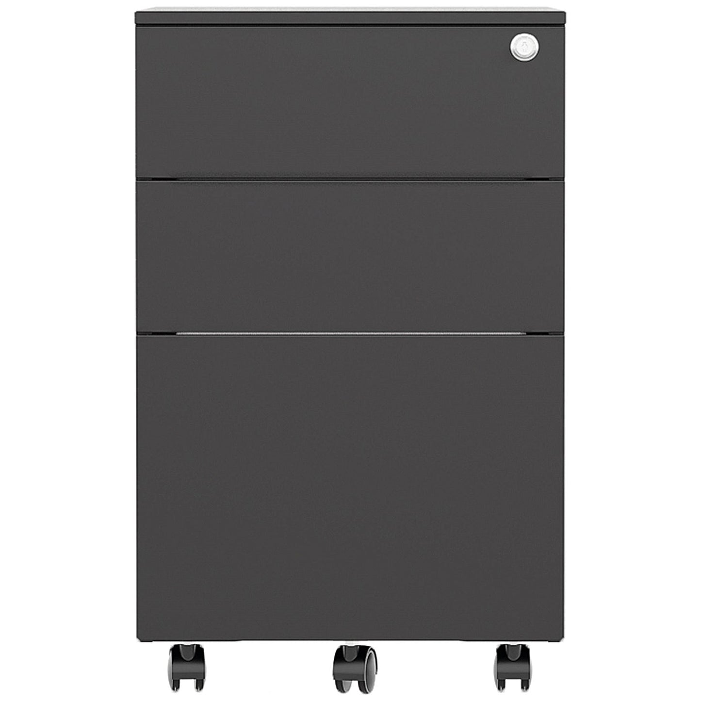 First 3 Drawer Steel Under Desk Pedestal, Black