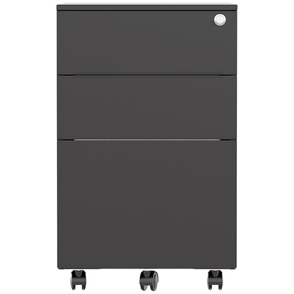 First 3 Drawer Steel Under Desk Pedestal, Black