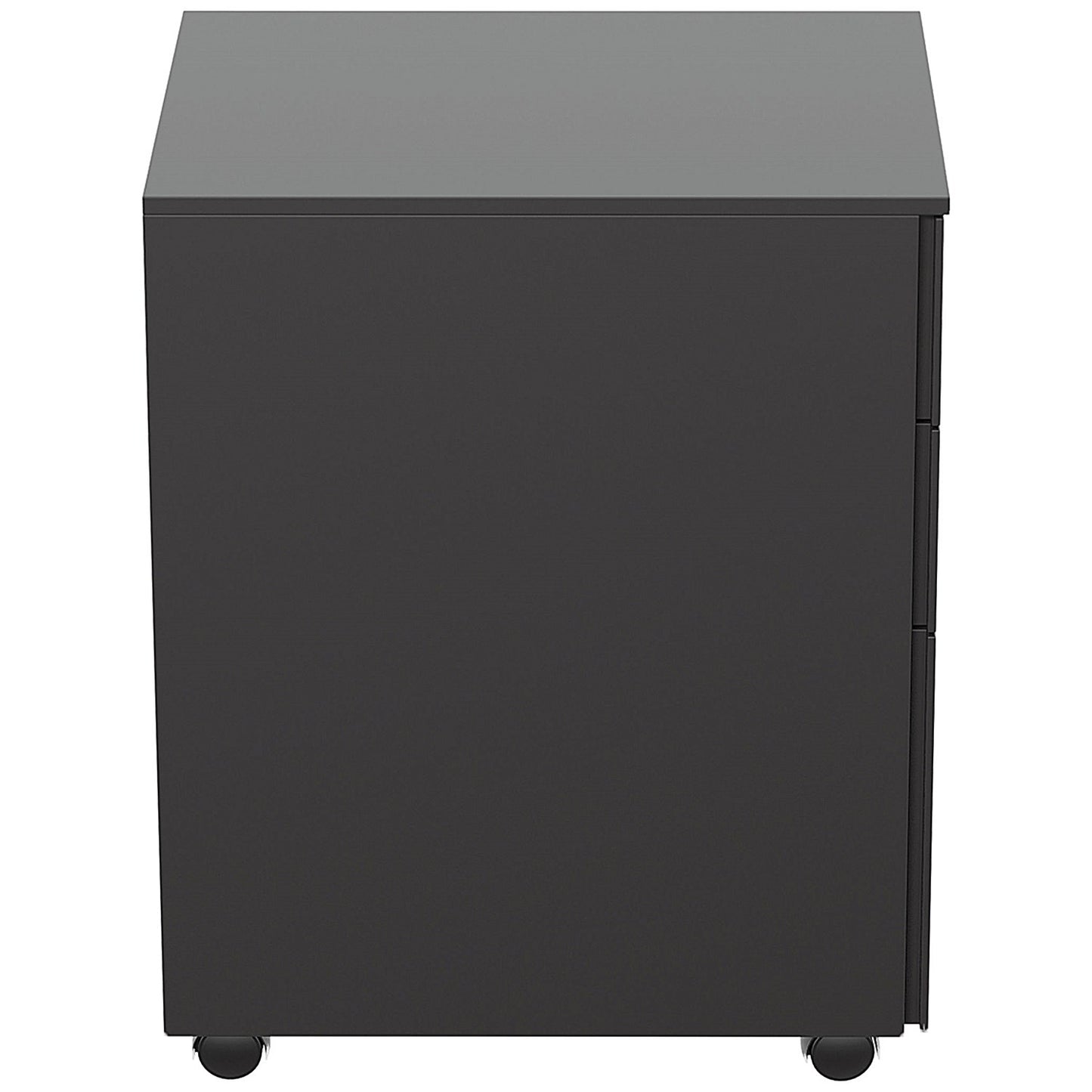 First 3 Drawer Slimline Steel Under Desk Pedestal, Black