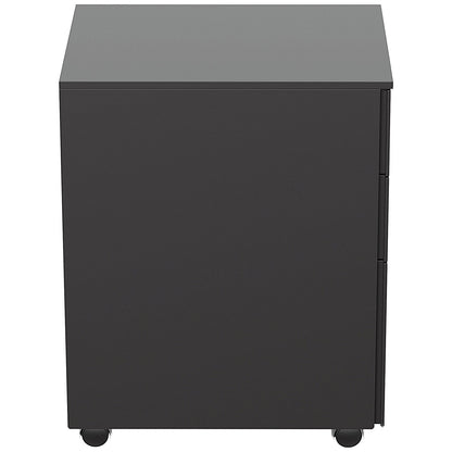 First 3 Drawer Slimline Steel Under Desk Pedestal, Black