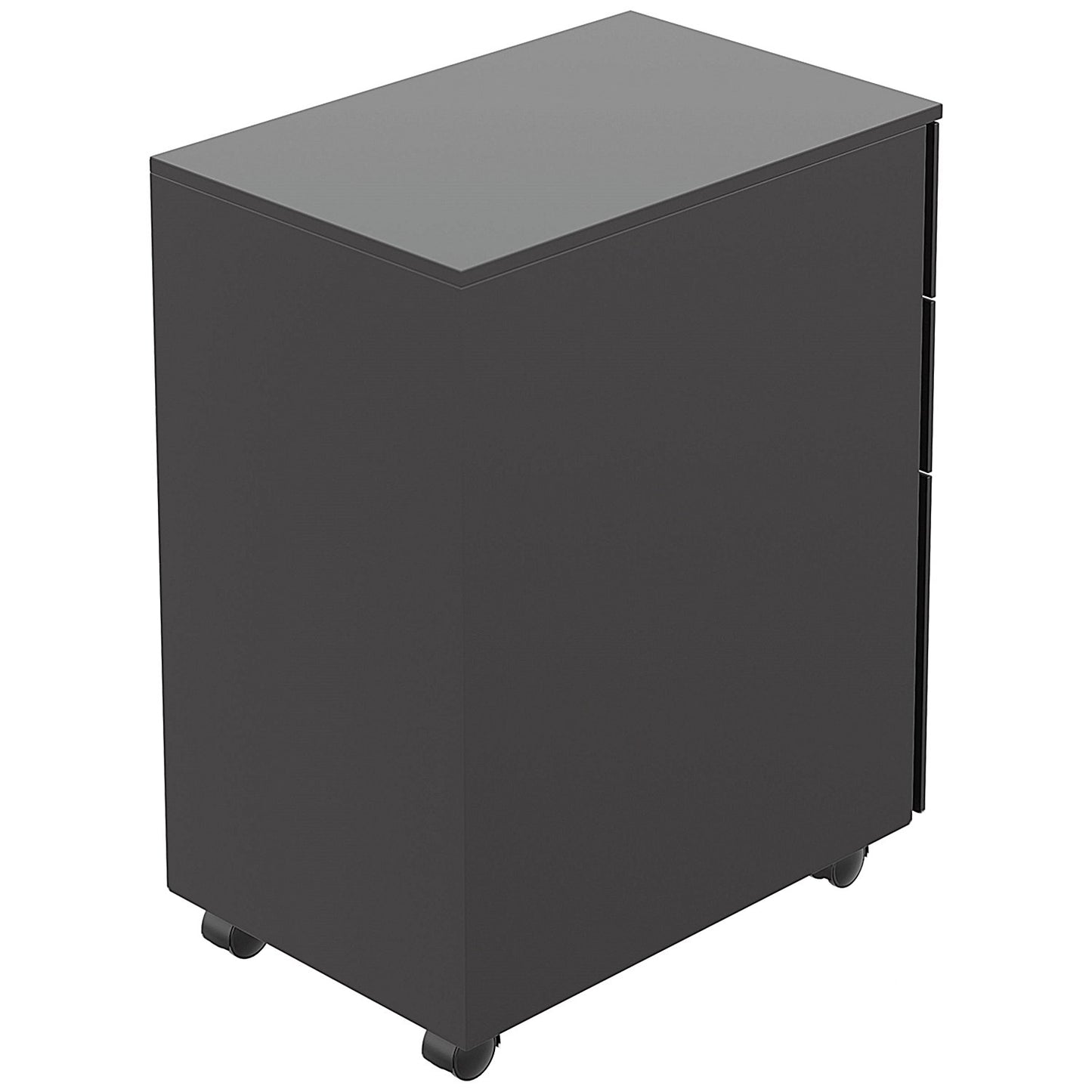 First 3 Drawer Slimline Steel Under Desk Pedestal, Black