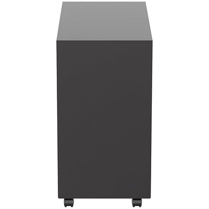 First 3 Drawer Slimline Steel Under Desk Pedestal, Black